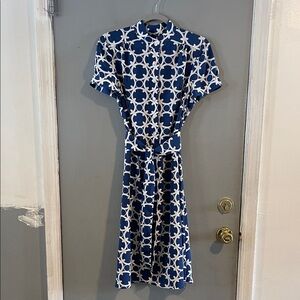 Ann Taylor A-Line Belted Midi Dress Size 8